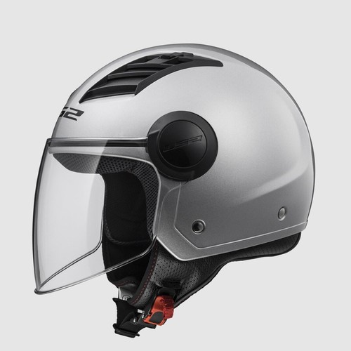 CASCO MOTO SCOOTER DEMI JET VISIERA LS2 AIRFLOW L52 GRIGIO LUCIDO SILVER  ARGENTO | eBay