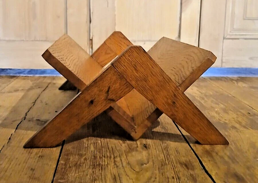 ART DECO SOLID OAK BOOK STAND TROUGH ANTIQUE VINTAGE - Image 2 of 4