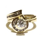 GIA 14k yellow gold .70ct round diamond engagement wedding band ring set 5.7g  — photo 1