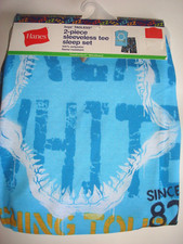 Boys Ocean 2 Piece Pajama Set Hanes Size 4-5 NEW