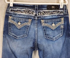 Miss Me Womens size 28 Angel Wing Mid-rise Easy Boot Cut Jeans 32x32 BLING