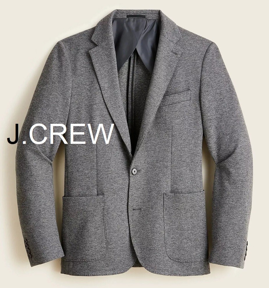 J.CREW blazer light grey jacket casual knit XL 42 suit wool jersey