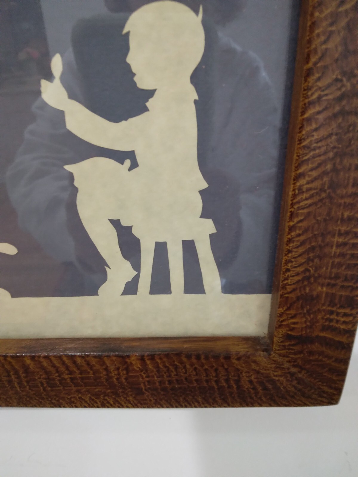 Framed paper art/gorgeous frame/boy with dog. Nice one