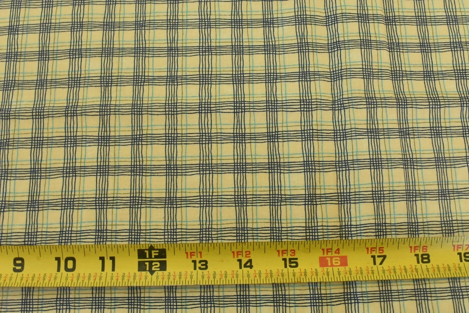 By 1/2 Yd, Navy Gold Turquoise & Yellow Plaid, Moda, Gervais, "Crazy Eight",V420 - Image 2 of 4