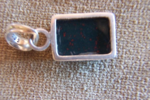 BLOODSTONE Amulet-pendant -sterling-fine old bloodstone(#1) - Picture 4 of 6