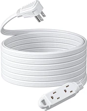 3 Outlet Extension Cord with Flat Plug, 25 FT 16/3 Awg Grounded Power Cable f...