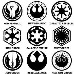 Star Wars Vinyl Decals Many Logo Types Jedi Rebel Sith Bumper