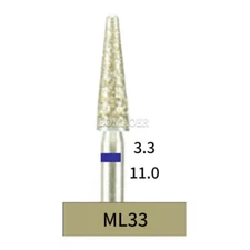 10pcs Dental Lab HP Round Taper Diamond Bur ML33 Electroplated Medium Grit