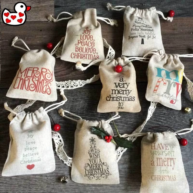 Christmas table party favour pouch vintage gift bag unique rustic