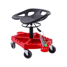 Rolling Shop Stool Mechanics Work Seat Adjustable Chair Roll Swivel Tool Garage