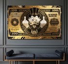 XL LEINWAND BILD BIS 165x100x5 DAGOBERT-DUCK GELDSCHEIN DISNEY WANDBILD GOLD-OPT