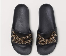 Moschino For H M Leather Slides LIMITED EXCLUSIVE Size US 5.5-6 Eur 36/37 CA Nip