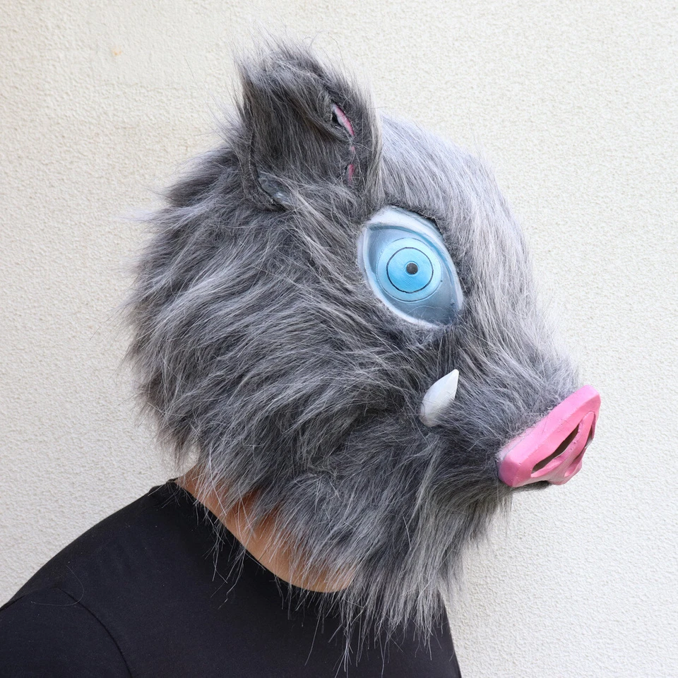 Demon Slayer Kimetsu no Yaiba Hashibira Inosuke Cosplay Mask Boar Helmet Costume - Image 4 of 4