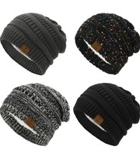 Winter Thick Solid Fleece Lined Beanies for Women Men Unisex