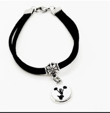 Cheerleader Cabochon Charm Black Faux Suede Bracelet, Cheer Mom, Cheer Squad