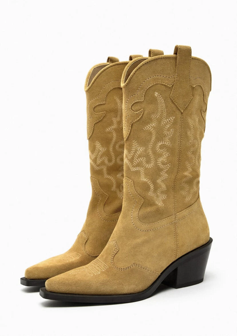 Zara suede store cowboy boots