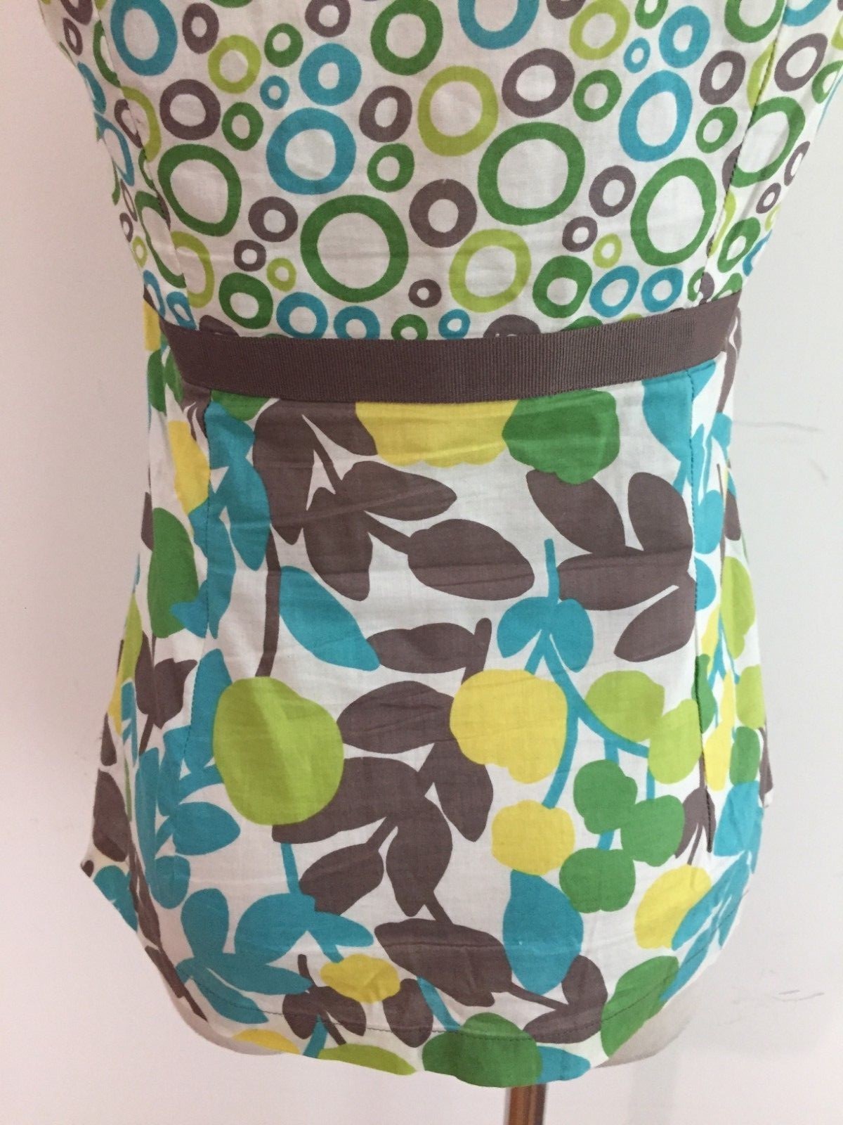 Boden Sleeveless Empire Cami Top White Aqua Lime Emerald Taupe Cotton Size 2 image 9
