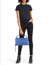  Simon Miller Puffin Woven Vegan Leather Shoulder Bag Blue New 