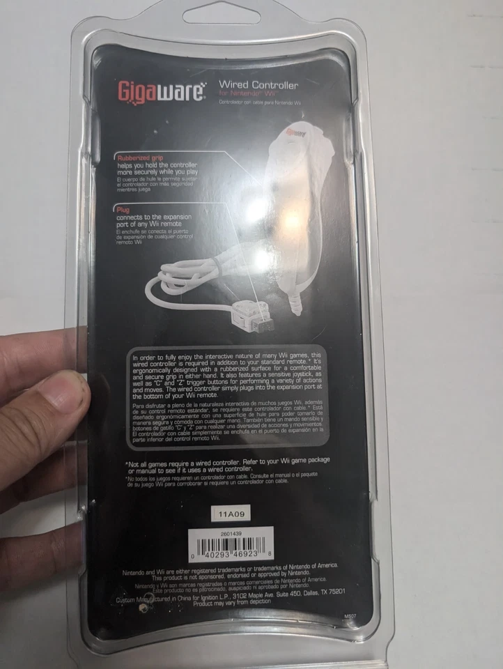 Gigaware Wired Controller Nintendo Wii Brand New Sealed Nunchuck - Image 3 of 3