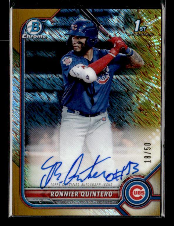 2022 Bowman #CPA-RQT Ronnier Quintero Chrome Auto Gold Shimmer Refractor /50