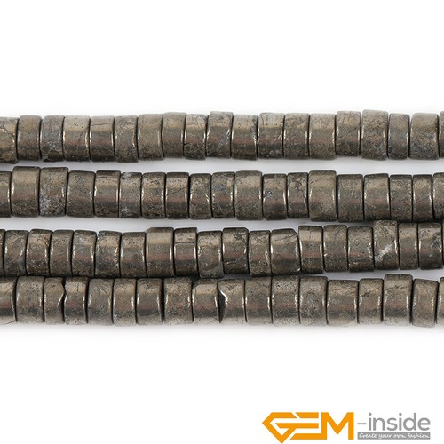 Natural Pyrite Gemstone Heishi Spacer Loose Beads For Jewelry Making 15'' DIY - Picture 22 of 32