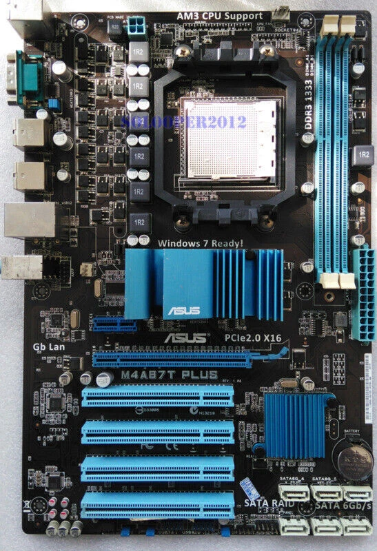 Asus M4A87T PLUS Socket AM3 AMD 870 DDR3 DIMM USB2.0 SATA III Motherboard ATX - Image 2 of 3