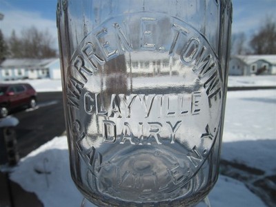 TREQ Milk Bottle Warren E Towne Farm Clayville Dairy Clayville NY ONEIDA COUNTY