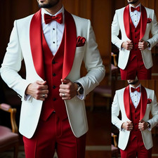 Business 3pcs Men Suits Sets Single Breasted Slim Fit Formal Shawl Lapel Groom