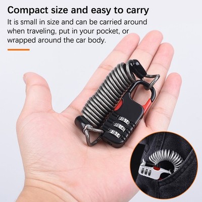 Bicycle Anti Theft Motorcycle Three Digit Password Combination Safety Cable Wire
