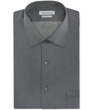 Van Heusen Mens Wrinkle Free Button Down Dress Shirt, blackpepper, 14.5 Neck