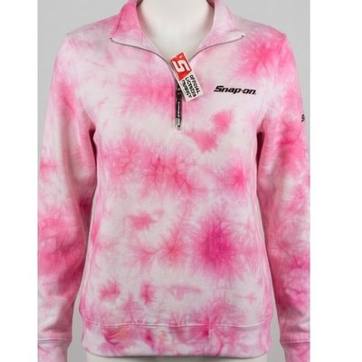 Snap-on Charles River Pink Tie Dye 1/4 Zip Sweatshirt Rose Graphic Small NWT