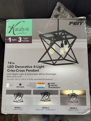 Katalyst 60-Watt 4-Light Matte Black Modern Adjustable CCT and 3-Light Modes