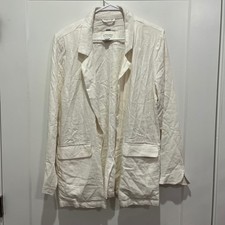 STOOSH Womens White Open Front Blazer Jacket Size XL Long Sleeve Flap Pockets