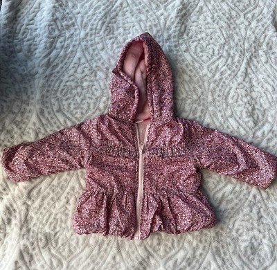 Penelope Mack Pink Floral Winter Jacket with Hood Size 12 Months