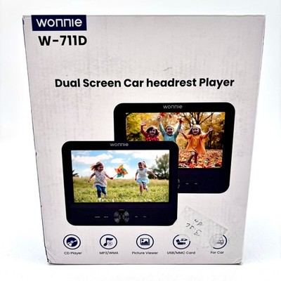 Wonnie Dual Screen Car Headrest Player for Car w/ Remote Model W-711D