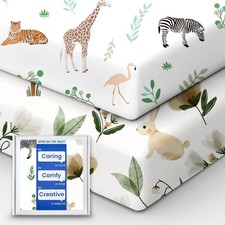 Crib Sheet Netural, Premium Soft Safari Jersey Knit Fitted Crib Sheet, Crib M...
