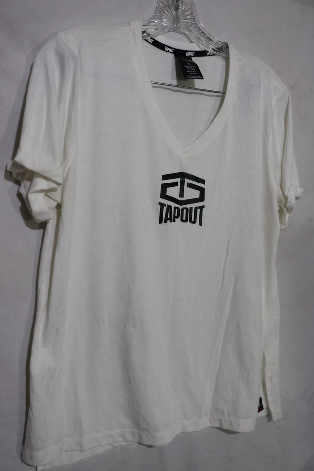Tapout Shirt Womens Large White Short Sleeve V Neck UFC MMA WWE - Image 2 of 4