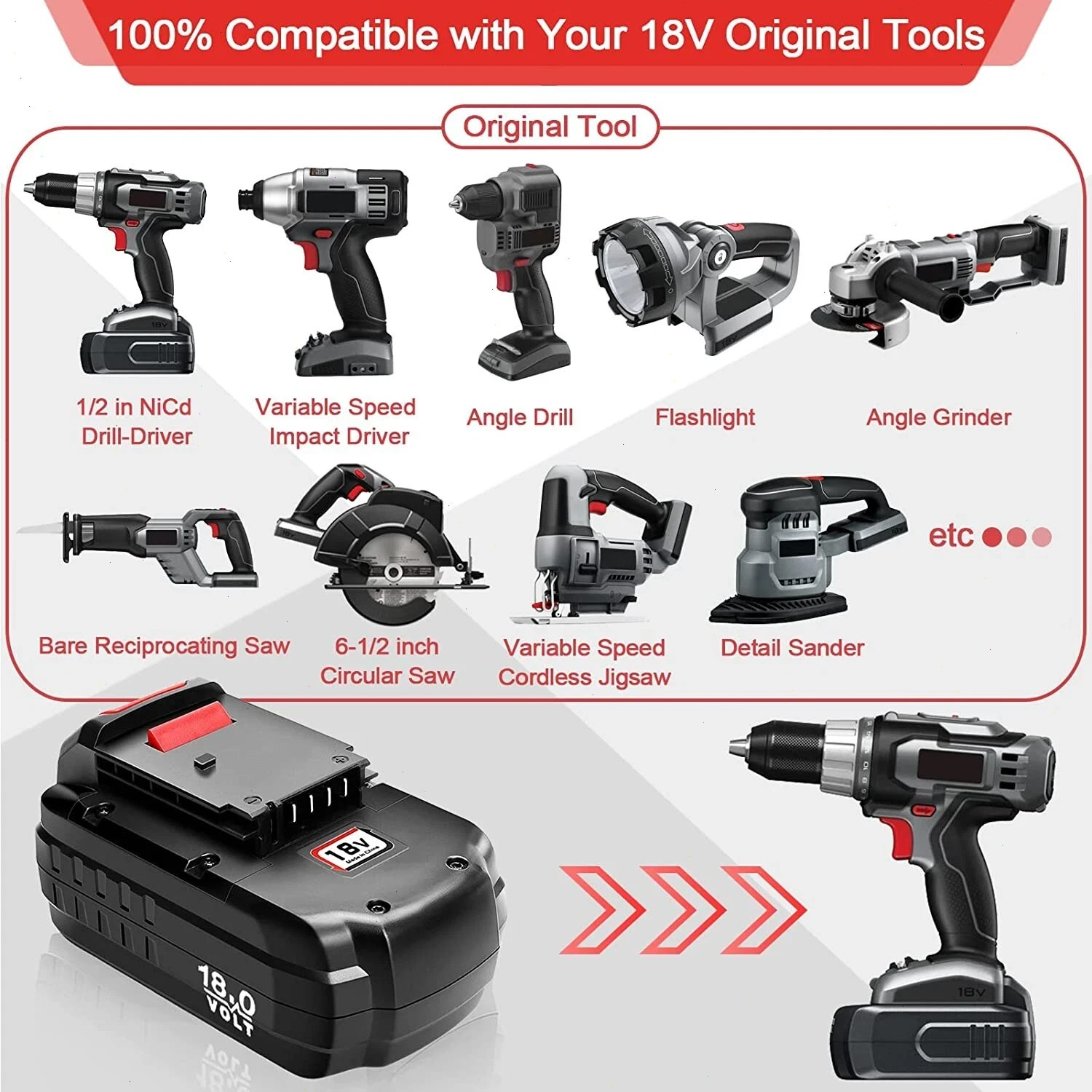 2PACK For Porter Cable PC18B 18Volt NiCd PC186CS Battery PCC489N PCC489N PC188