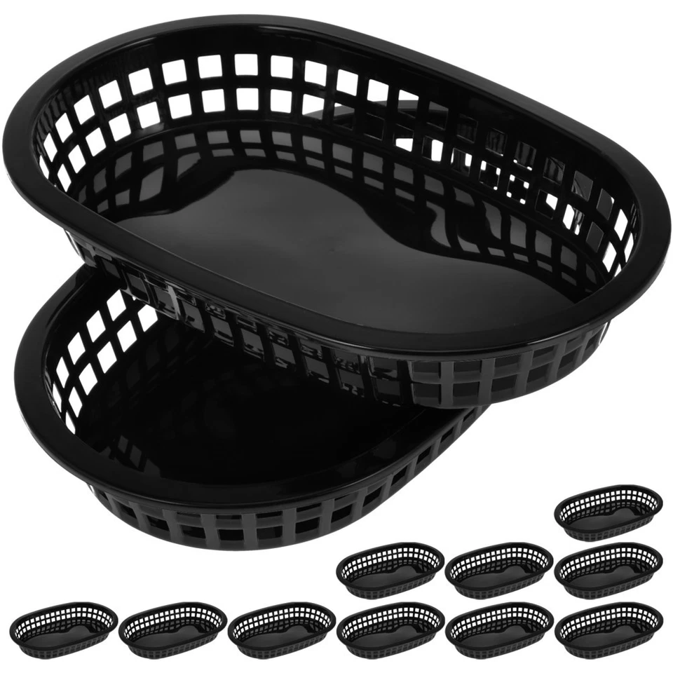 12 Pcs Fast Food Baskets Bulk Fried Restaurant Hamburger and Fry