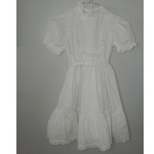 Vintage Miss Quality 6/7 White Eyelet Ruffle Collar Dress Communion Flower Girl