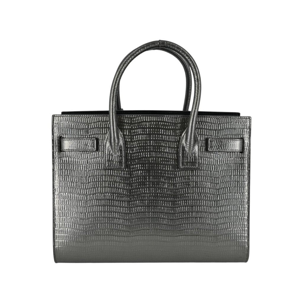 SAINT LAURENT Borsa Sac De Jour in rilievo metallizzato con manico superiore per bambini