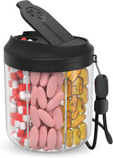 Pill Bottle Organizer with 7 Large Compartments, Pill Dispenser for Travel, Supp