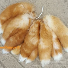 1PC Real Large Crystal Fox Tail Fur Keychain Tassel Bag Tag Charm Bag Pendant