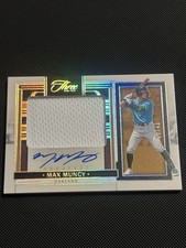 MAX MUNCY 2024 PANINI THREE AND TWO PROSPECT PATCH HOLO SILVER AUTO 3/49
