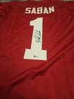 Nick Saban Alabama Signed Crimson Football Jersey Beckett