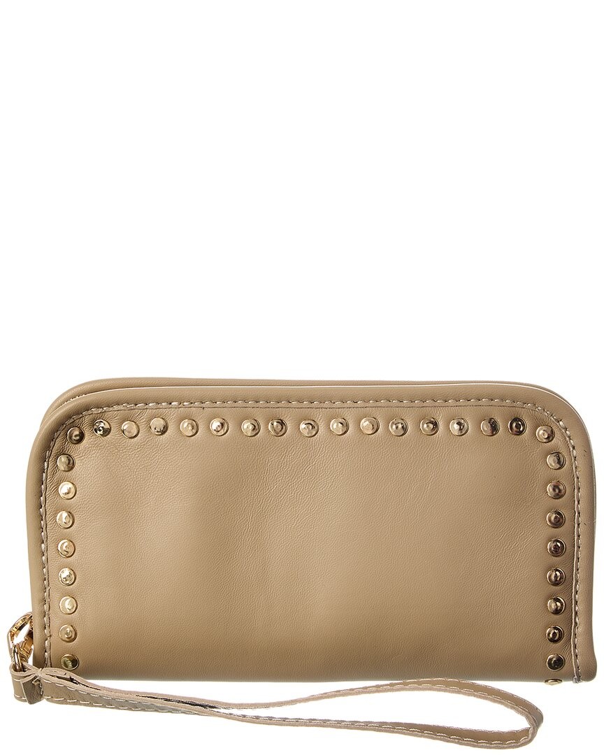 Persaman New York Leona Studded Leather Wallet Women's Beige Os