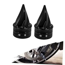Motorcycle Front Axle Nut Covers Spike Axle Caps CNC Fit Black Axle Nut Cover
