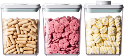 Airtight Food Storage Containers,1.3Qt 3Pcs Pop Food Containers with Lids, Stack