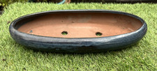 Blue Glazed Shallow Oval Used Bonsai Forest Group Pot