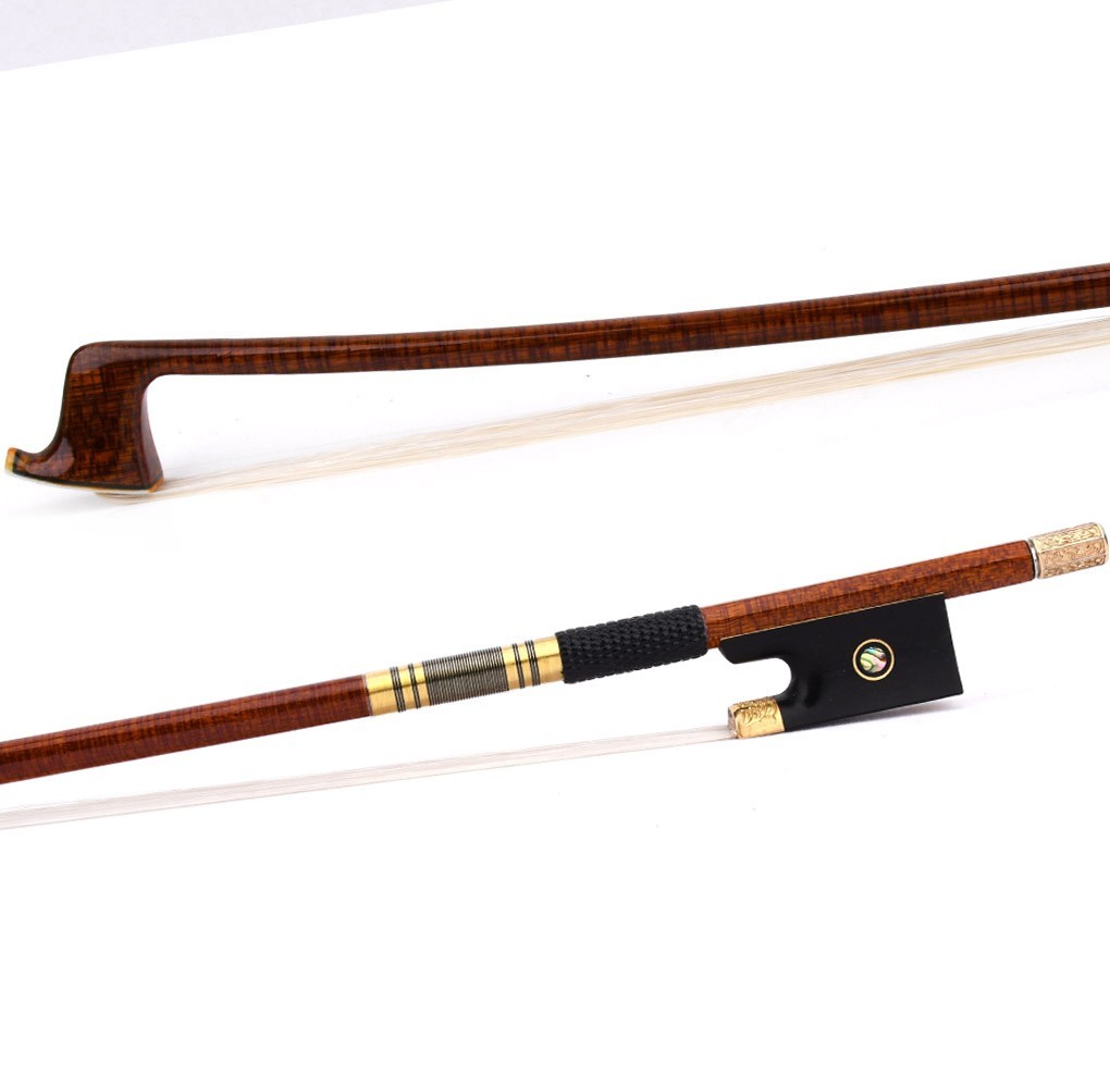 Master Pernambuco Skin Carbon Fiber Violin Bow 4/4 Ebony Carved Golden Part Fast